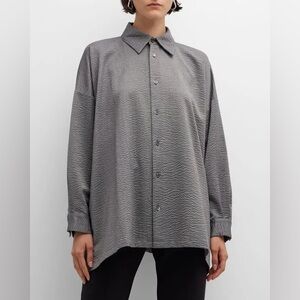 Eskandar Wide A-Line Long Shirt - Greysilver
